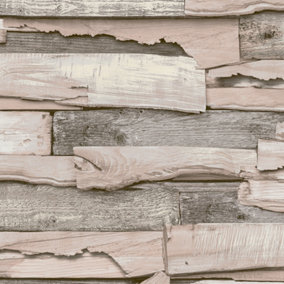 Grandeco Malay Wood Blush Wood effect Wallpaper