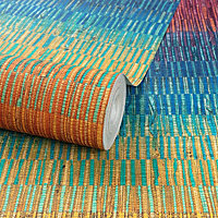 Grandeco Malibu Festival Bright Grasscloth Multi-coloured Rainbow Textured Wallpaper