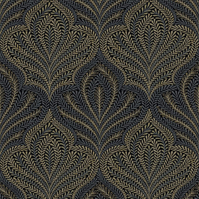 Grandeco Margot Filigree Metallic Damask Textured Wallpaper, Black Gold
