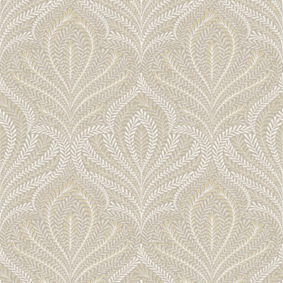 Grandeco Margot Ornamental Filigree Metallic Damask Textured Wallpaper, Neutral