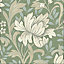 Grandeco Marian Vintage Art Nouveau Floral Trail Smooth Wallpaper, Green