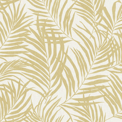 Grandeco Maui Palm Frond Leaf Textured Wallpaper, Neutral Gold