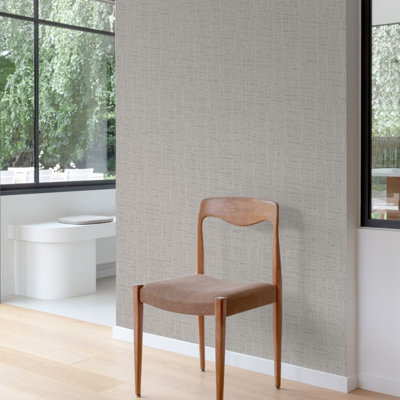 Grandeco Merlino Waffle Texture Blown Vinyl Wallpaper, Dark Grey
