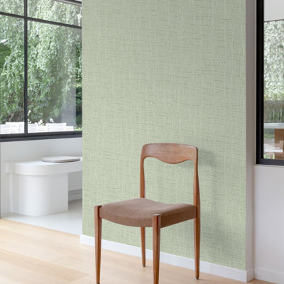Grandeco Merlino Waffle Texture Blown Vinyl Wallpaper, Sage Green