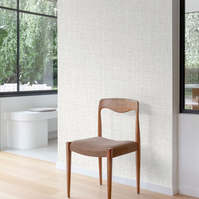 Grandeco Merlino Waffle Texture Blown Vinyl Wallpaper, White