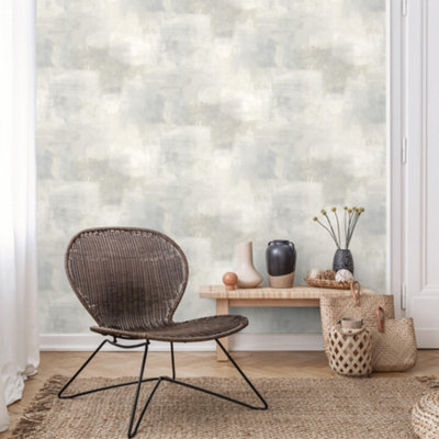 Grandeco Metro Distressed Paint Rustic Plaster effect textured Wallpaper, Grey