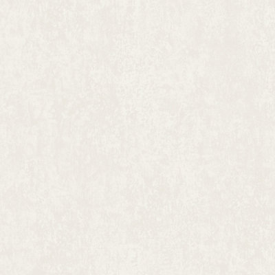 Grandeco Mikaya Plaster Plain Blown Vinyl Wallpaper, White