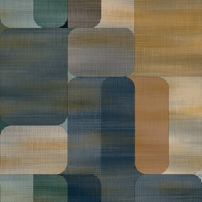 Grandeco Modem Geometric Textured Wallpaper, Teal Navy