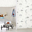 Grandeco Moon & Stars Nursery Textured Wallpaper Natural Grey