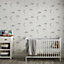 Grandeco Moon & Stars Nursery Textured Wallpaper Natural Grey