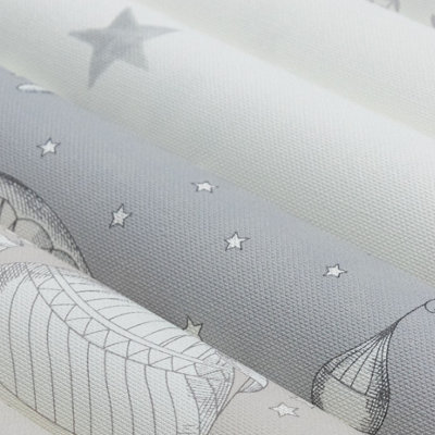 Grandeco Moon & Stars Nursery Textured Wallpaper Natural Grey