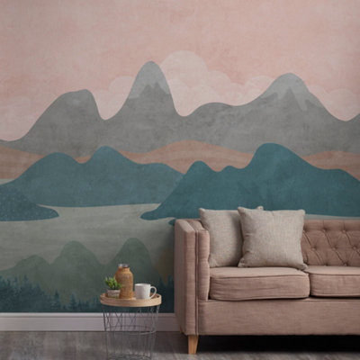 Grandeco Mountains 7 Lane Mural Textured Mural, 2.8 x 3.71m | DIY at B&Q