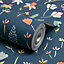 Grandeco Naive Garden Ditsy Flowers Textured Wallpaper, Blue