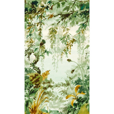 Grandeco Naive Watercolour Jungle Green 3 Lane Repeatable Wallpaper Mural 1.59 x 2.8m