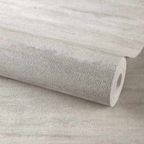 Grandeco Neuhaus Plain Clouds Plaster Textured Wallpaper, Light Grey