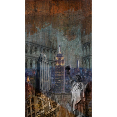 Grandeco New York Empire State Rugged Metal Wall 3 lane repeatable Textured Mural, 2.8 x 1.59m
