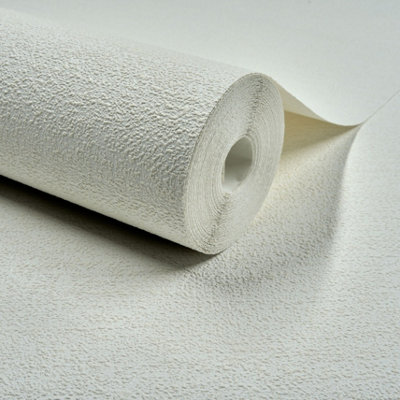 Grandeco Omuri Boucle Twill Effect Semi-plain Blown Vinyl Wallpaper, White