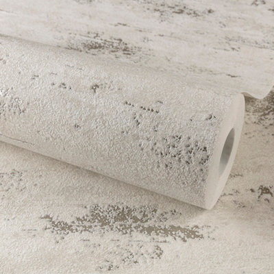 Grandeco On The Rocks Distressed Concrete Stone Textured Wallpaper