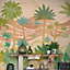 Grandeco Palm Spring Landscape Scene 7 Lane Mural Textured Mural, 2.8 x 3.71m, Pink