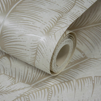 Grandeco  Palmeria Palm leaf Outline Blown Vinyl Wallpaper