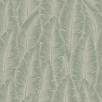 Grandeco Palmeria Palm Leaves Blown Wallpaper, Sage Green