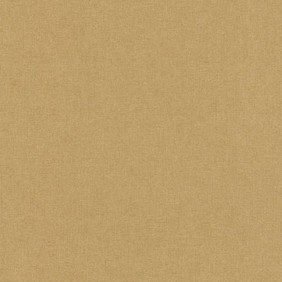 Grandeco Panama Plain Textured Linen Fabric Wallpaper, Mustard