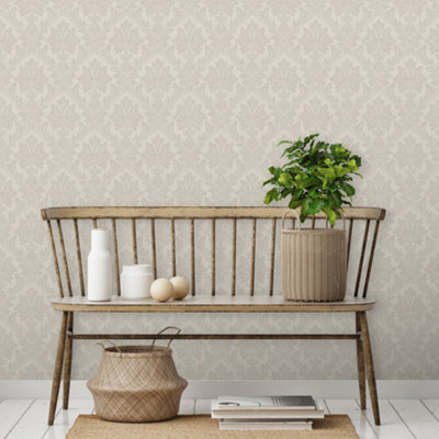 Grandeco Pattano Classical Luxury Damask Taupe Wallpaper