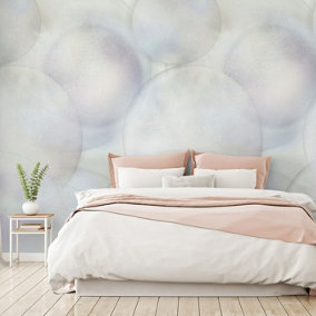 Grandeco Phantasia Bubbles 3 lane repeatable wallpaper Mural, 2.8 x 1.59m, Blue