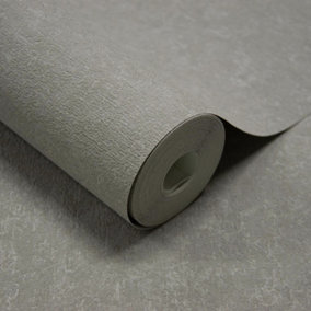 Grandeco Plaster Effect Casper Blown Vinyl Wallpaper, Grey