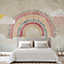 Grandeco Rainbow and Clouds 7 Lane Wallpaper Mural 2.8 x 3.71m, Neutral Pink