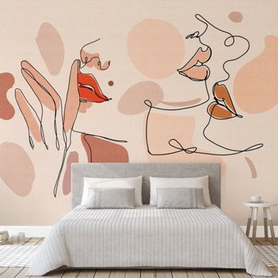 Grandeco Red Lip Faces 7 panel Mural 2.8 x 3.71m