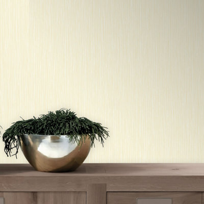 Grandeco Regency Plain Glitter Textured  Blown Vinyl Wallpaper, Cream Gold