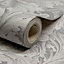 Grandeco Rossetti Acanthus Leaves Scroll Smooth Wallpaper, Grey