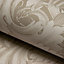Grandeco Rossetti Acanthus Leaves Scroll Smooth Wallpaper, Taupe