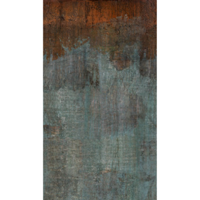 Grandeco Rustic Aged Copper Metal Verdigris Patina  3 lane repeatable Textured Mural, 2.8 x 1.59m