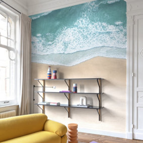Grandeco Seaside Beach Waves 3 lane repeatable Textured Mural, 2.8 x 1.59m
