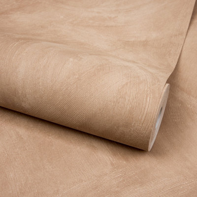 Grandeco Serra Rustic Limewash Chalk Paint Distressed Plaster Effect Textured Wallpaper,  Coral