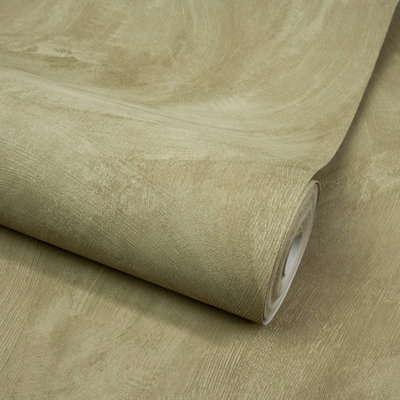 Grandeco Serra Rustic Limewash Chalk Paint Distressed Plaster Effect Textured Wallpaper, Deep Neutral Moss