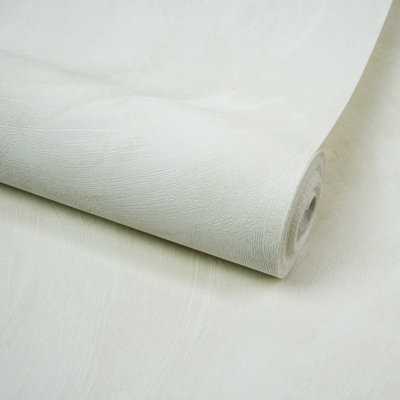 Grandeco Serra Rustic Limewash Chalk Paint Distressed Plaster Effect Textured Wallpaper, Ivory White