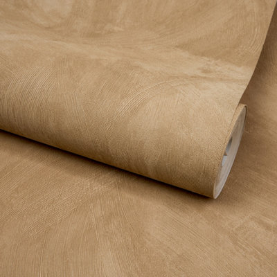 Grandeco Serra Rustic Limewash Chalk Paint Distressed Plaster Effect Textured Wallpaper, Mocha Beige