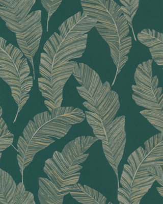 Grandeco Sila Feather Blown Vinyl Textured Wallpaper, Green