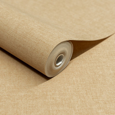 Grandeco Solena Brushed Check Weave Hessian Textured Plain Wallpaper, Plaster