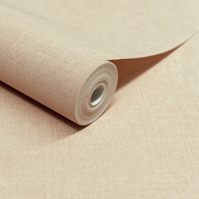 Grandeco Solena Brushed Check Weave Hessian Textured Plain Wallpaper, Taupe