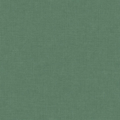 Grandeco Solena Fabric Weave Hessian Textured Plain Walllpaper, Deep Green
