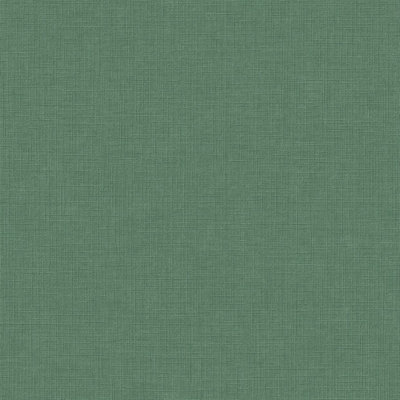 Grandeco Solena Fabric Weave Hessian Textured Plain Wallpaper, Deep Green