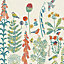 Grandeco Spring Meadow Flower Painted Sprig 3 lane repeatable wallpaper Mural, 2.8 x 1.59m, Neutral