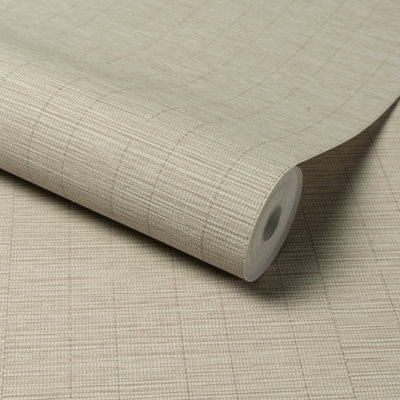 Grandeco Stitched Bamboo Grasscloth Textured Wallpaper, Grey