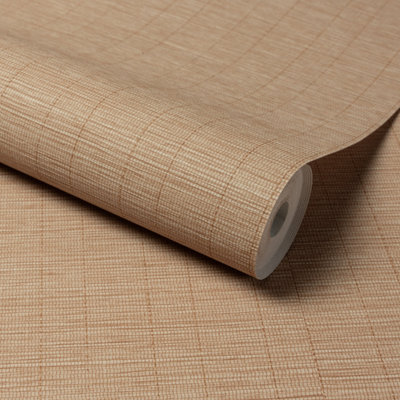 Grandeco Stitched Bamboo Grasscloth Textured Wallpaper, Plaster