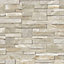 Grandeco Stone Sandstone Beige Brick Slate 3D Realistic Vinyl Wallpaper A17203