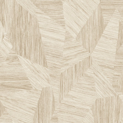 Grandeco Talenso 3D Parquet Wood Effect Blown Vinyl Wallpaper, Taupe